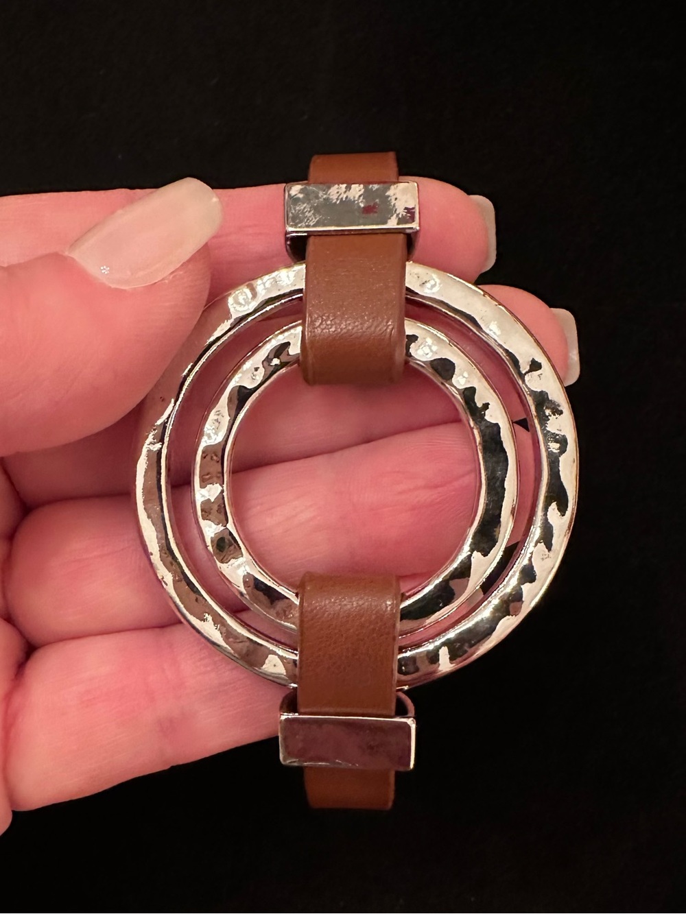 Silver & Leather Bracelet Magnetic Clasp